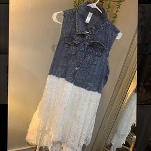 Denim and lace vest